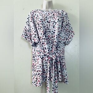 Dana Buchman White and Black Leopard Print Blouse size 2X